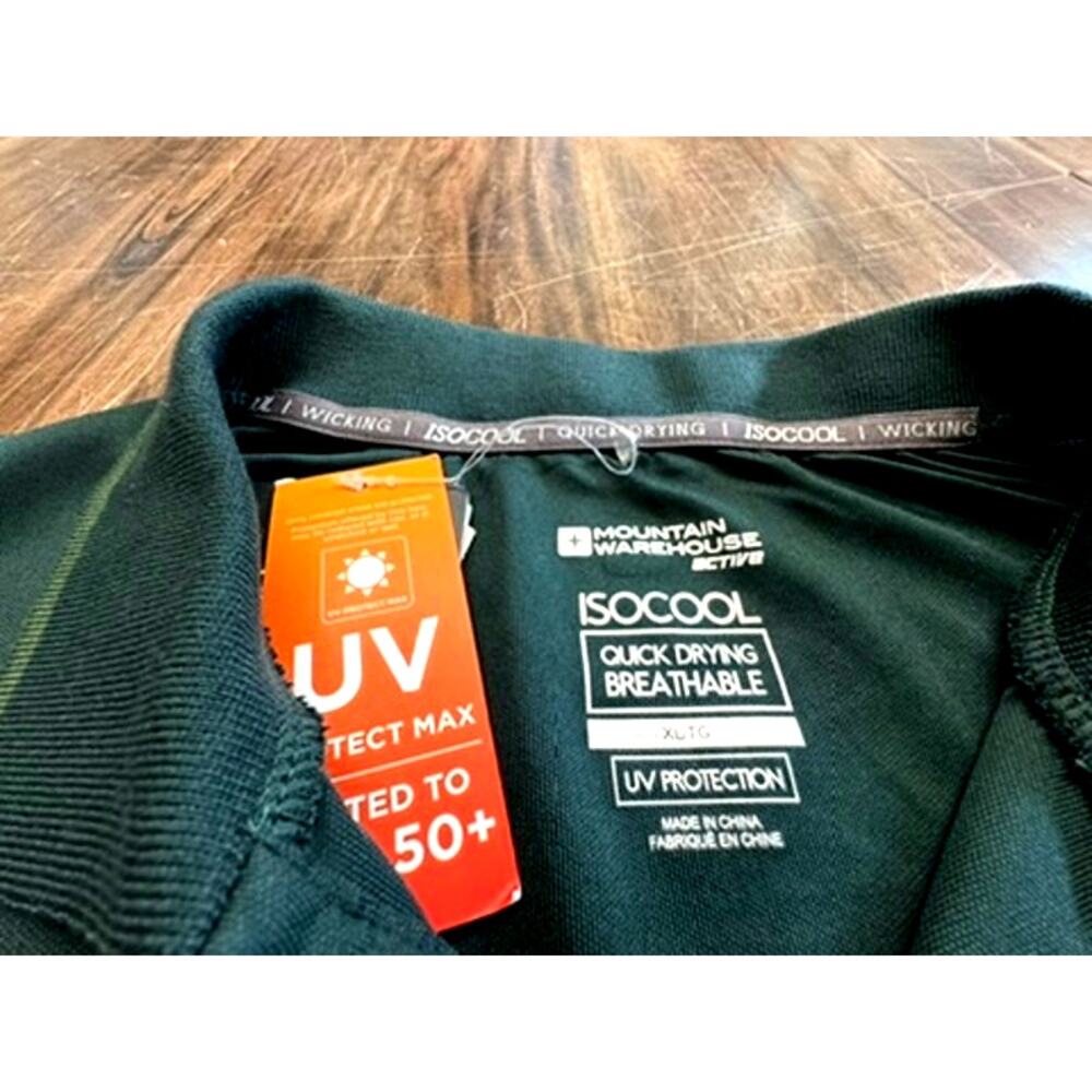 NWT!! Mountain Warehouse Green Polo,Size XL,‎ UV Protect 50+, Wicking, Quick Dry